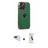 MARSİLYAN™- iPhone 13 Pro Max Kılıf Ufuk Form Prime - Şeffaf Pasifik Cam Ekran Koruyucu + Lacivert Pers Alüminyum Kamera Lens