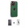 MARSİLYAN™- iPhone 13 Pro Max Kılıf Ufuk Form Prime - Şeffaf Pasifik Cam Ekran Koruyucu + Neon Fosforlu Kamera Lens - BZ