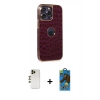 MARSİLYAN™- iPhone 13 Pro Max Kılıf Ufuk Form Prime - Siyah 18D Cam Ekran Koruyucu + Gold Shine Kamera Lens
