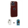 MARSİLYAN™- iPhone 13 Pro Max Kılıf Ufuk Form Prime - Siyah 18D Cam Ekran Koruyucu + Gold Shine Kamera Lens