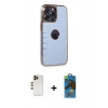 MARSİLYAN™- iPhone 13 Pro Max Kılıf Ufuk Form Prime - Siyah 18D Cam Ekran Koruyucu + Gold Shine Kamera Lens