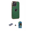 MARSİLYAN™- iPhone 13 Pro Max Kılıf Ufuk Form Prime - Siyah 18D Cam Ekran Koruyucu + Renkli Kamera Lens Koruma Cam - PE
