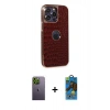 MARSİLYAN™- iPhone 13 Pro Max Kılıf Ufuk Form Prime - Siyah 18D Cam Ekran Koruyucu + Neon Fosforlu Kamera Lens - YL