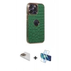 MARSİLYAN™- iPhone 13 Pro Max Kılıf Ufuk Form Prime - Siyah 3D Antistatik Cam Ekran Koruyucu + Pers Alüminyum Kamera Lens - GD