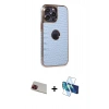 MARSİLYAN™- iPhone 13 Pro Max Kılıf Ufuk Form Prime - Siyah 3D Antistatik Cam Ekran Koruyucu + Rainbow Kamera Lens Koruma Cam - KI