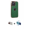 MARSİLYAN™- iPhone 13 Pro Max Kılıf Ufuk Form Prime - Siyah 3D Antistatik Cam Ekran Koruyucu + Rainbow Kamera Lens Koruma Cam - KI