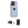 MARSİLYAN™- iPhone 13 Pro Max Kılıf Ufuk Form Prime - Siyah 3D Antistatik Hayalet Cam Ekran Koruyucu + Raze Metal Kamera Lens - GD