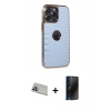 MARSİLYAN™- iPhone 13 Pro Max Kılıf Ufuk Form Prime - Siyah 3D Antistatik Hayalet Cam Ekran Koruyucu + Rainbow Kamera Lens Koruma Cam - MR