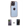 MARSİLYAN™- iPhone 13 Pro Max Kılıf Ufuk Form Prime - Siyah 3D Antistatik Hayalet Cam Ekran Koruyucu + Neon Fosforlu Kamera Lens - YL