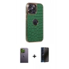 MARSİLYAN™- iPhone 13 Pro Max Kılıf Ufuk Form Prime - Siyah 3D Antistatik Hayalet Cam Ekran Koruyucu + Neon Fosforlu Kamera Lens - YL
