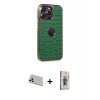 MARSİLYAN™- iPhone 13 Pro Max Kılıf Ufuk Form Prime - Siyah Bilvis 3D Cam Ekran Koruyucu + Rainbow Kamera Lens Koruma Cam - BZ