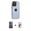 MARSİLYAN™- iPhone 13 Pro Max Kılıf Ufuk Form Prime - Siyah Bilvis 3D Mat Cam Ekran Koruyucu + Neon Fosforlu Kamera Lens - YL