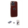 MARSİLYAN™- iPhone 13 Pro Max Kılıf Ufuk Form Prime - Siyah Bilvis 3D Mat Cam Ekran Koruyucu + Renkli Kamera Lens Koruma Cam - TU