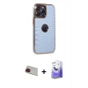 MARSİLYAN™- iPhone 13 Pro Max Kılıf Ufuk Form Prime - Siyah Bilvis 5in1 5D Magic Hayalet Cam Ekran Koruyucu + Rainbow Kamera Lens Koruma Cam - KI