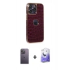 MARSİLYAN™- iPhone 13 Pro Max Kılıf Ufuk Form Prime - Siyah Bilvis 5in1 5D Magic Hayalet Cam Ekran Koruyucu + Neon Fosforlu Kamera Lens - BZ