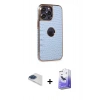 MARSİLYAN™- iPhone 13 Pro Max Kılıf Ufuk Form Prime - Siyah Bilvis 5in1 5D Magic Hayalet Cam Ekran Koruyucu + Pers Alüminyum Kamera Lens - LT