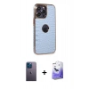 MARSİLYAN™- iPhone 13 Pro Max Kılıf Ufuk Form Prime - Siyah Bilvis 5in1 5D Magic Hayalet Cam Ekran Koruyucu + Neon Fosforlu Kamera Lens - MI