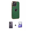 MARSİLYAN™- iPhone 13 Pro Max Kılıf Ufuk Form Prime - Siyah Bilvis 5in1 5D Magic Hayalet Cam Ekran Koruyucu + Neon Fosforlu Kamera Lens - BZ