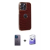 MARSİLYAN™- iPhone 13 Pro Max Kılıf Ufuk Form Prime - Siyah Bilvis 5in1 5D Magic Hayalet Cam Ekran Koruyucu + Neon Fosforlu Kamera Lens - MI