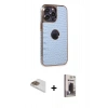 MARSİLYAN™- iPhone 13 Pro Max Kılıf Ufuk Form Prime - Siyah Bilvis Hayalet Cam Ekran Koruyucu + Pers Alüminyum Kamera Lens - GD
