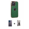 MARSİLYAN™- iPhone 13 Pro Max Kılıf Ufuk Form Prime - Siyah Bilvis Hayalet Cam Ekran Koruyucu + Neon Fosforlu Kamera Lens - MI