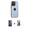 MARSİLYAN™- iPhone 13 Pro Max Kılıf Ufuk Form Prime - Siyah Bilvis Hayalet Cam Ekran Koruyucu + Neon Fosforlu Kamera Lens - YL