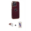 MARSİLYAN™- iPhone 13 Pro Max Kılıf Ufuk Form Prime - Siyah Joko 5D Cam + Kırmızı Pers Alüminyum Kamera Lens