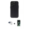 MARSİLYAN™- iPhone 13 Pro Max Kılıf Ufuk Minimal Özel Seri - Şeffaf 360 Full Body Arka Koruyucu + Lacivert Pers Alüminyum Kamera Lens
