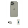 MARSİLYAN™- iPhone 13 Pro Max Kılıf Ufuk Minimal Özel Seri - Şeffaf Pasifik Cam Ekran Koruyucu + Beyaz Rainbow Kamera Lens Koruma Cam