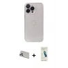 MARSİLYAN™- iPhone 13 Pro Max Kılıf Ufuk Minimal Özel Seri - Şeffaf Pasifik Cam Ekran Koruyucu + Beyaz Rainbow Kamera Lens Koruma Cam