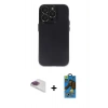 MARSİLYAN™- iPhone 13 Pro Max Kılıf Ufuk Minimal Özel Seri - Siyah 18D Cam Ekran Koruyucu + Pers Alüminyum Kamera Lens - GI