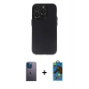 MARSİLYAN™- iPhone 13 Pro Max Kılıf Ufuk Minimal Özel Seri - Siyah 18D Cam Ekran Koruyucu + Neon Fosforlu Kamera Lens - MI