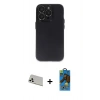 MARSİLYAN™- iPhone 13 Pro Max Kılıf Ufuk Minimal Özel Seri - Siyah 18D Cam Ekran Koruyucu + Rainbow Kamera Lens Koruma Cam - BZ