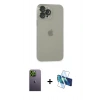 MARSİLYAN™- iPhone 13 Pro Max Kılıf Ufuk Minimal Özel Seri - Siyah 3D Antistatik Cam Ekran Koruyucu + Neon Fosforlu Kamera Lens - YL