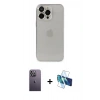 MARSİLYAN™- iPhone 13 Pro Max Kılıf Ufuk Minimal Özel Seri - Siyah 3D Antistatik Cam Ekran Koruyucu + Neon Fosforlu Kamera Lens - BZ