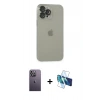 MARSİLYAN™- iPhone 13 Pro Max Kılıf Ufuk Minimal Özel Seri - Siyah 3D Antistatik Cam Ekran Koruyucu + Neon Fosforlu Kamera Lens - BZ