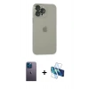 MARSİLYAN™- iPhone 13 Pro Max Kılıf Ufuk Minimal Özel Seri - Siyah 3D Antistatik Cam Ekran Koruyucu + Neon Fosforlu Kamera Lens - MI