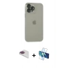 MARSİLYAN™- iPhone 13 Pro Max Kılıf Ufuk Minimal Özel Seri - Siyah 3D Antistatik Cam Ekran Koruyucu + Pers Alüminyum Kamera Lens - GI