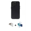 MARSİLYAN™- iPhone 13 Pro Max Kılıf Ufuk Minimal Özel Seri - Siyah 3D Antistatik Cam Ekran Koruyucu + Pers Alüminyum Kamera Lens - GD