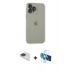 MARSİLYAN™- iPhone 13 Pro Max Kılıf Ufuk Minimal Özel Seri - Siyah 3D Antistatik Cam Ekran Koruyucu + Pers Alüminyum Kamera Lens - LT