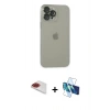 MARSİLYAN™- iPhone 13 Pro Max Kılıf Ufuk Minimal Özel Seri - Siyah 3D Antistatik Cam Ekran Koruyucu + Pers Alüminyum Kamera Lens - KI