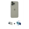 MARSİLYAN™- iPhone 13 Pro Max Kılıf Ufuk Minimal Özel Seri - Siyah 3D Antistatik Cam Ekran Koruyucu + Rainbow Kamera Lens Koruma Cam - MI