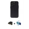 MARSİLYAN™- iPhone 13 Pro Max Kılıf Ufuk Minimal Özel Seri - Siyah 3D Antistatik Cam Ekran Koruyucu + Raze Metal Kamera Lens - GD