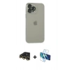 MARSİLYAN™- iPhone 13 Pro Max Kılıf Ufuk Minimal Özel Seri - Siyah 3D Antistatik Cam Ekran Koruyucu + Raze Metal Kamera Lens - GD