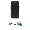 MARSİLYAN™- iPhone 13 Pro Max Kılıf Ufuk Minimal Özel Seri - Siyah 3D Antistatik Cam Ekran Koruyucu + Renkli Kamera Lens Koruma Cam - YL