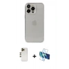 MARSİLYAN™- iPhone 13 Pro Max Kılıf Ufuk Minimal Özel Seri - Siyah 3D Antistatik Cam Ekran Koruyucu + Shine Kamera Lens - GD