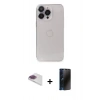 MARSİLYAN™- iPhone 13 Pro Max Kılıf Ufuk Minimal Özel Seri - Siyah 3D Antistatik Hayalet Cam Ekran Koruyucu + Pers Alüminyum Kamera Lens - GI