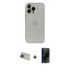 MARSİLYAN™- iPhone 13 Pro Max Kılıf Ufuk Minimal Özel Seri - Siyah 3D Antistatik Hayalet Cam Ekran Koruyucu + Mavi Rainbow Kamera Lens Koruma Cam