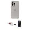MARSİLYAN™- iPhone 13 Pro Max Kılıf Ufuk Minimal Özel Seri - Siyah 3D Antistatik Hayalet Cam Ekran Koruyucu + Pers Alüminyum Kamera Lens - KI