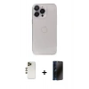 MARSİLYAN™- iPhone 13 Pro Max Kılıf Ufuk Minimal Özel Seri - Siyah 3D Antistatik Hayalet Cam Ekran Koruyucu + Shine Kamera Lens - GD
